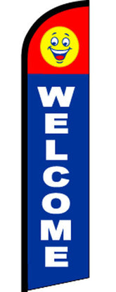 Wholesale SUPER SWOOPER 15 FT HAPPY SMILE FACE WELCOME  FLAG  (Sold by the piece)